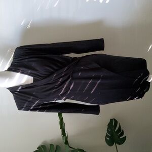 Loveappella Black Surplice Front Dress